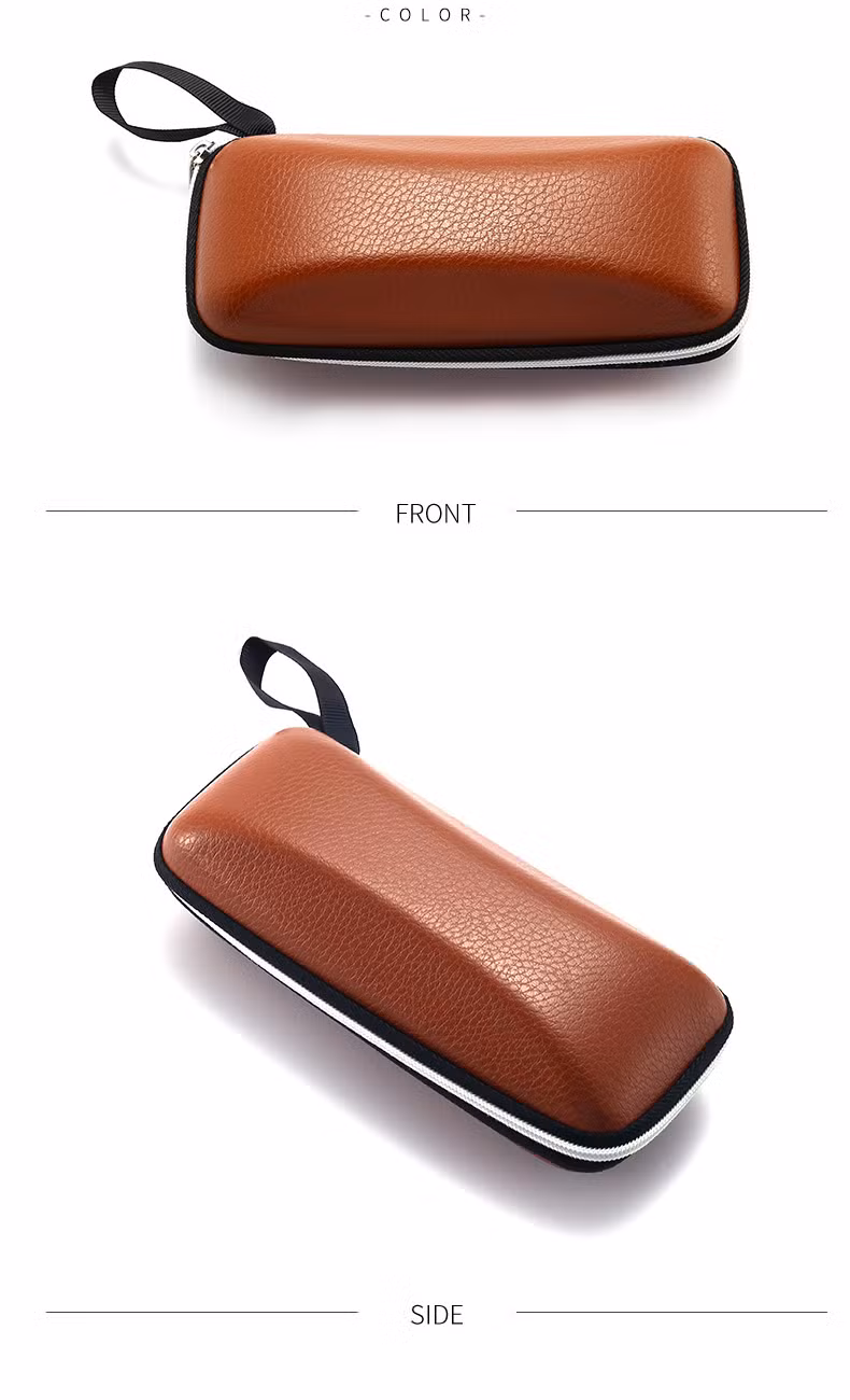 Inno-E027 Rectangular Litchi Pattern PU Leather Zipper EVA Sunglasses Box, Customizable Color and Logo, Eco-Friendly