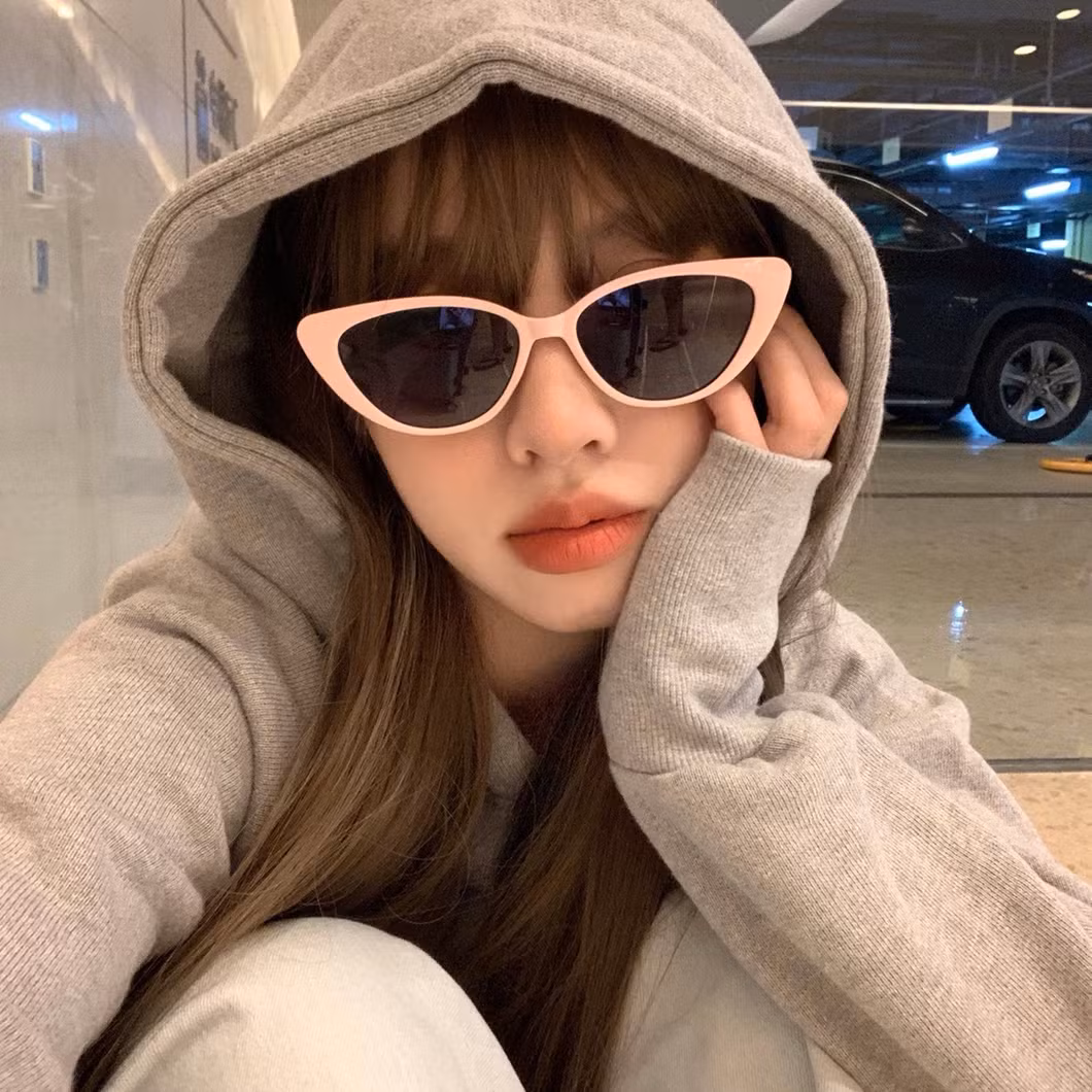 Small Frame Pink Retro Triangle Cat Eye Sun Protection Sunglasses for Women
