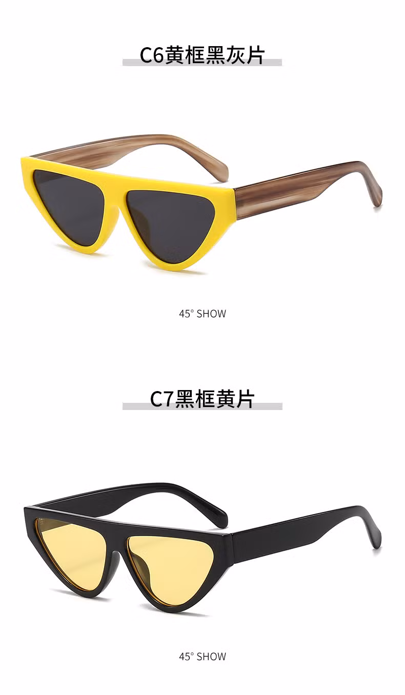 2024 New Fashion Triangle Cat Eye Sunglasses Retro Matching Sunglasses UV Protection Sunglasses