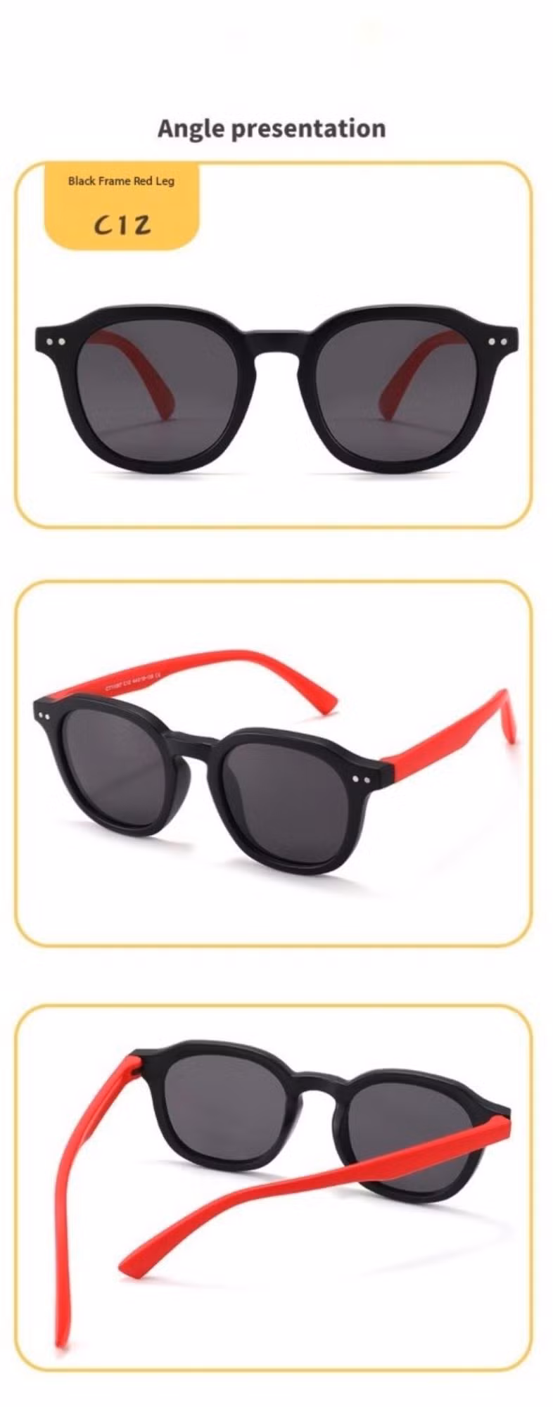 Classic Unisex Boys Girls Square UV400 Fashion Kids Polarized Tpee Sunglasses