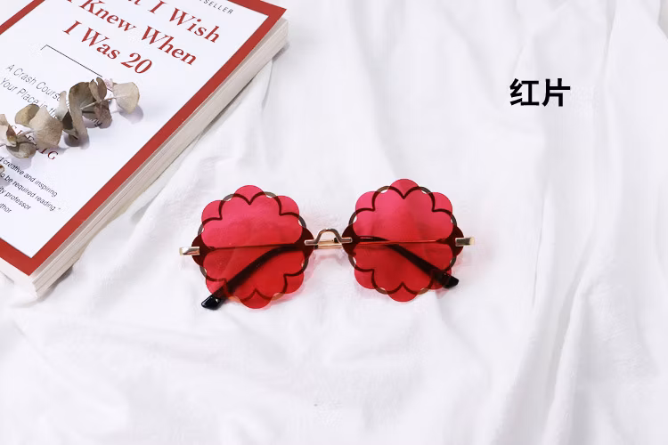 Flower Rimless Kids Logo Custom Gradient Unique UV400 Children High Quality Sunglasses