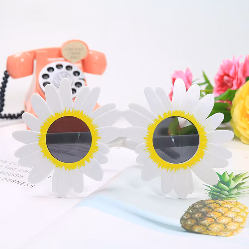 Funny Hawaiian Tropical Sunglasses Summer Daisy Sun Glasses Flower Eyewear Costume Dance Sunglass Party Glasses for Beach Indoor Pool Photo Booth Props