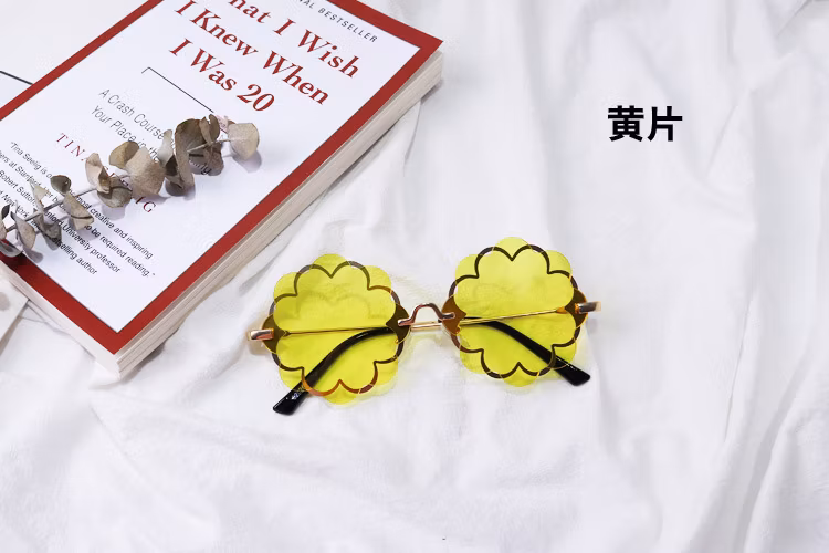 Flower Rimless Kids Logo Custom Gradient Unique UV400 Children High Quality Sunglasses