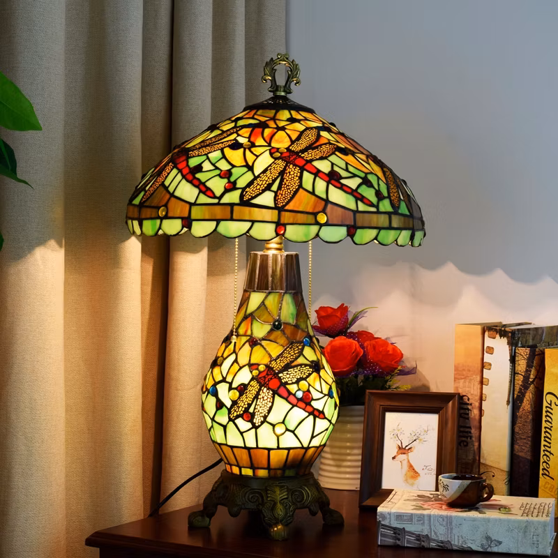 Jlt1118 Tiffany Style Table Lamp Dragonfly Child Female Lamp Glass Desk Light