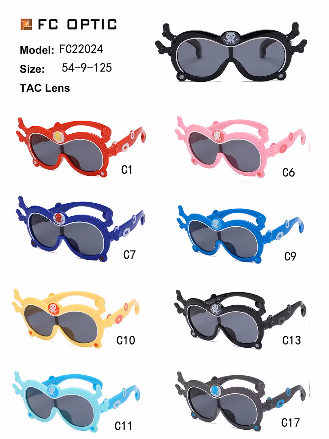 2020 Hot Sale Cute Animal Design Tpee Children Polarized Sunglasses