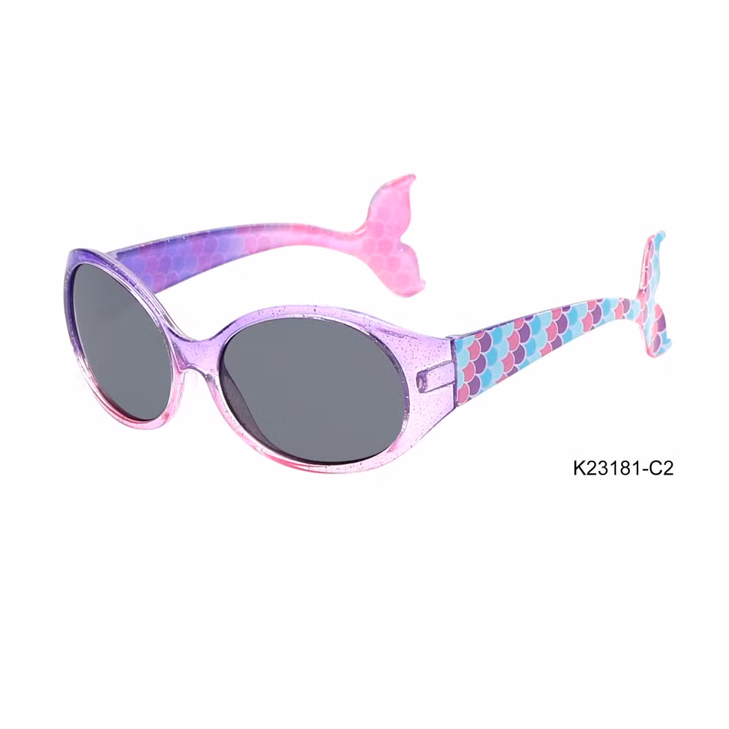 Hot Selling Oval Gradient Frame Fishtail Temple Mermaid Fashion Kid′s Sunglasses