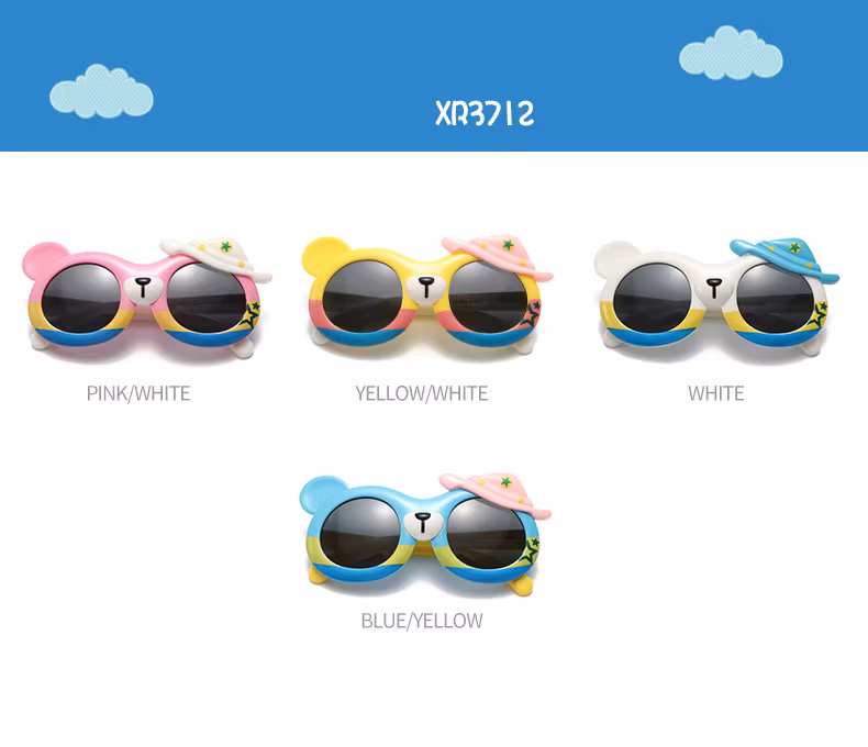 Children′s Polarized Sunglasses Cute Bear Soft Silicone Sunglasses Cartoon Boy Baby
