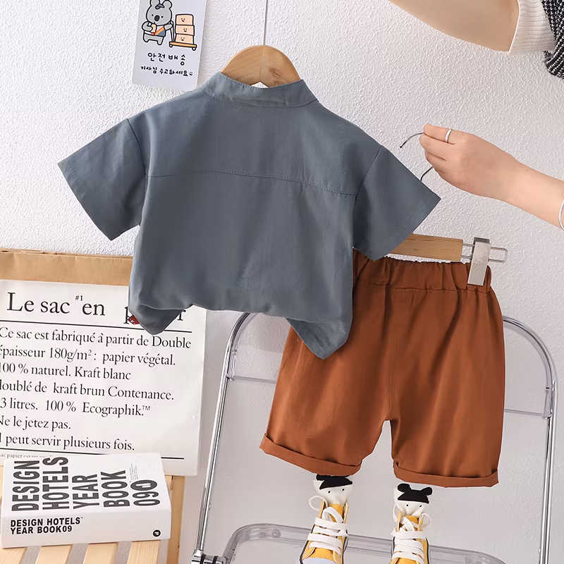 2024 Summer New Design Solid Color Shirt Hip Kids Wear Set