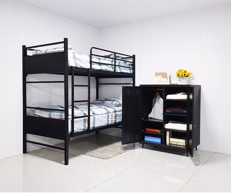 Children Dormitory Iron Detachable Beds Double Over Twin Steel 3 Tiers Metal Kids Triple Bunk Bed Frame