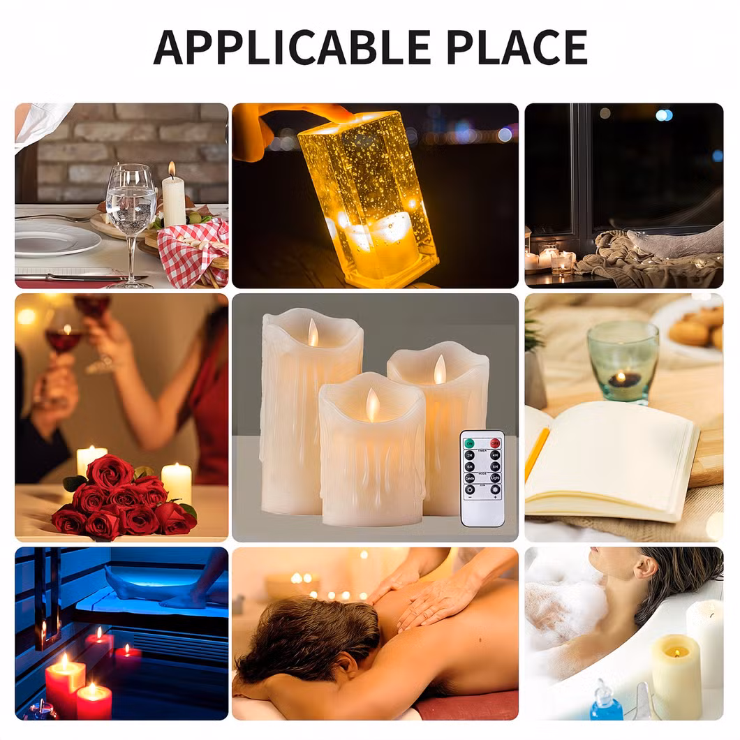 Rechargeable LED Flameless Flickering Glass Candles with Remote Timer Amber