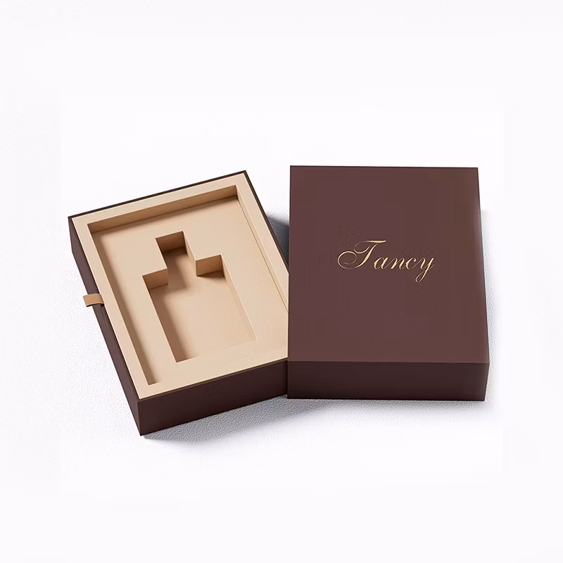 Custom Logo Luxury Sliding Cover Rigid Cardboard Paper Packaging Gift Small Drawer Box with Ribbon for Jewelry Candle Cosmetics Sunglasses Packaging Box