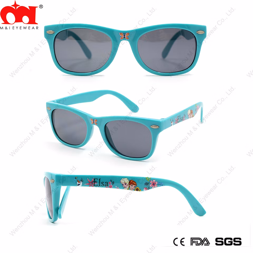 Rectangle Frame Designed Temple with Cartoon Pattern Kids Sunglasses (LT906100)