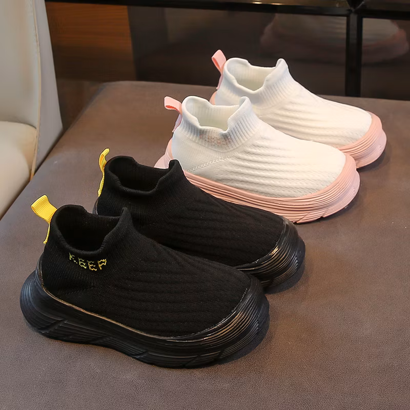 Autumn Winter Non Slip Sneaker Outsole Boys Casual Shoes Elastic Band Suede Leather Ankle Boot for Kids Sock Shoes