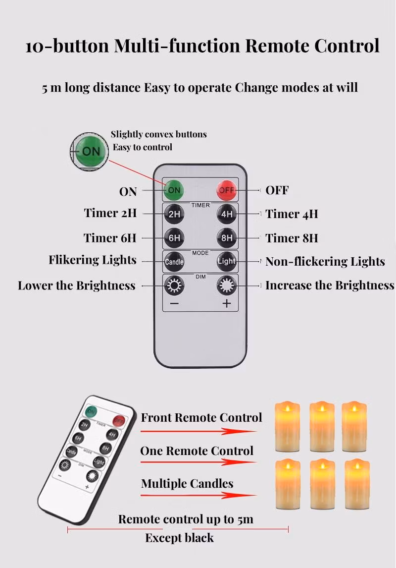 Rechargeable LED Flameless Flickering Glass Candles with Remote Timer Amber