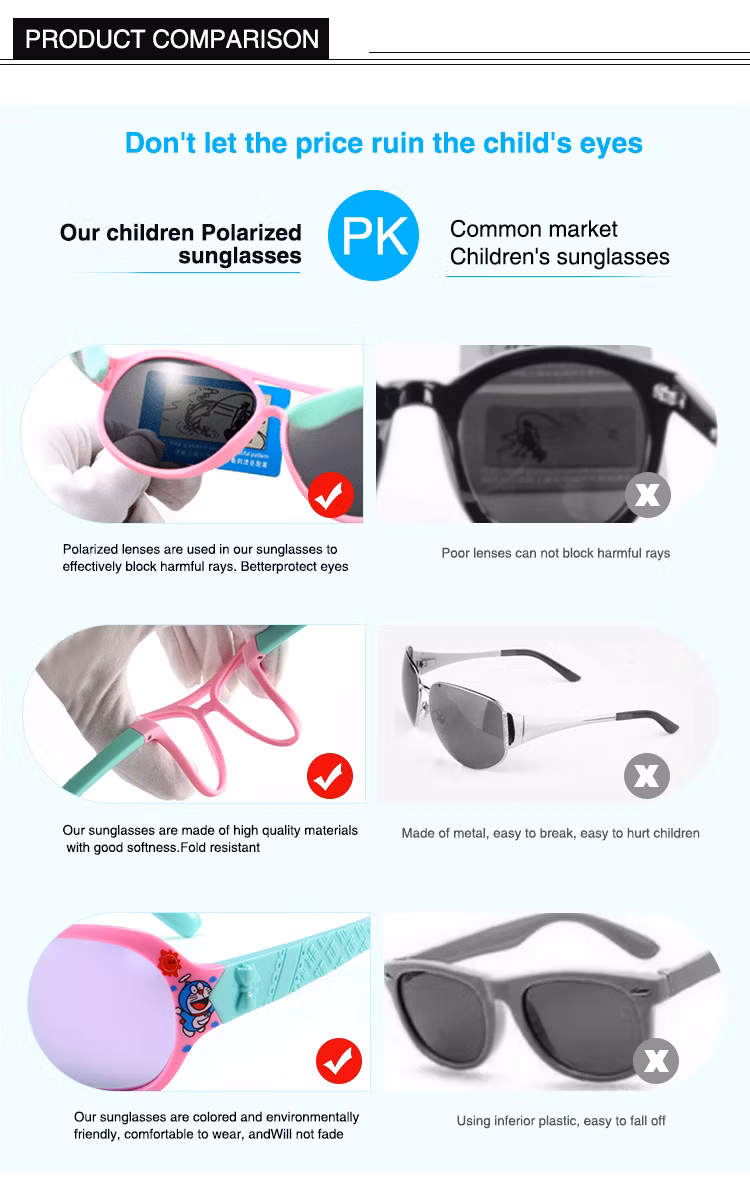 Children Polarized Cute Unisex Sunglasses Rubber Flexible Frame for Boys Girls