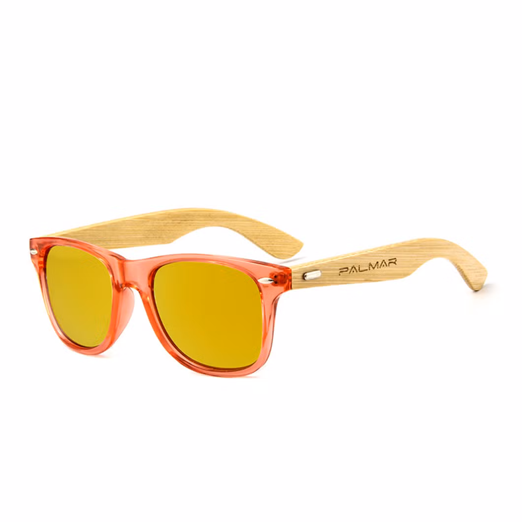 High Quality Modern Wood Grain Square Frame Polarized UV 400 Sunglasses for Men