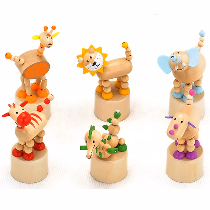 2015 Bset Seller Wood Animal Spring Toy Game, Wooden Spring Animal Toy for Baby, Wood Toy Animal Spring for Children W06D081
