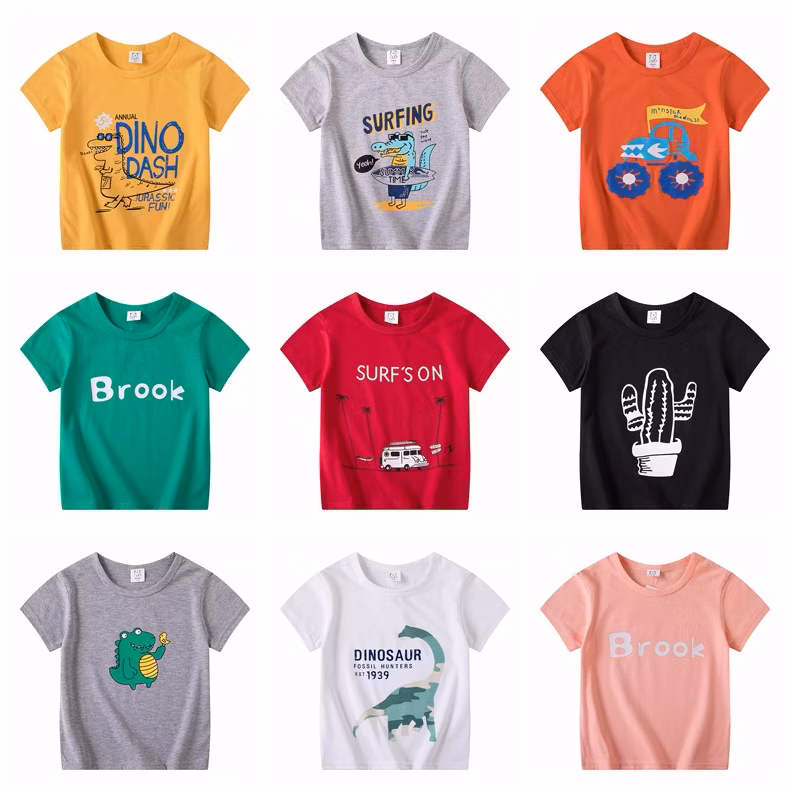 2024 Summer Children′s Short Sleeve T-Shirts Cartoon Animals Printed Cotton T Shirt Baby Boys Girls Tee Tops Kids Clothing