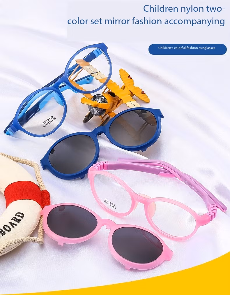 Clip on Sunglasses Round Shape Child Optical Frames in Spring Hinge Kids Eyeglasses