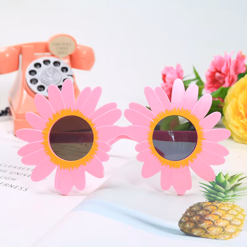 Funny Hawaiian Tropical Sunglasses Summer Daisy Sun Glasses Flower Eyewear Costume Dance Sunglass Party Glasses for Beach Indoor Pool Photo Booth Props