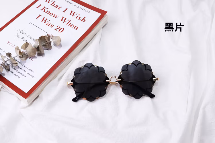 Flower Rimless Kids Logo Custom Gradient Unique UV400 Children High Quality Sunglasses