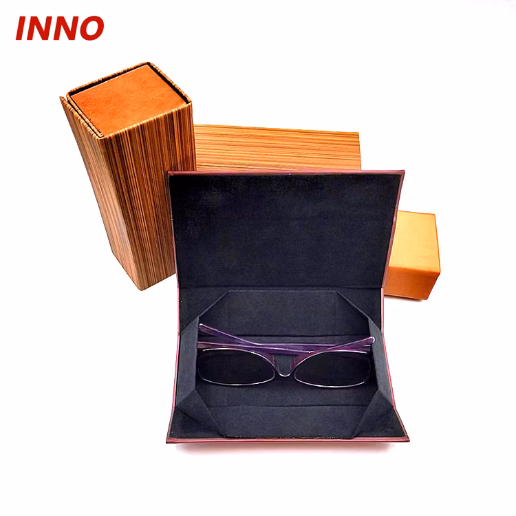 Inno-T219 Customisable Color Handmade Folding Glasses Box PU/PVC Leather Optical Frame Case Sunglasses Storage Environmental Friendly