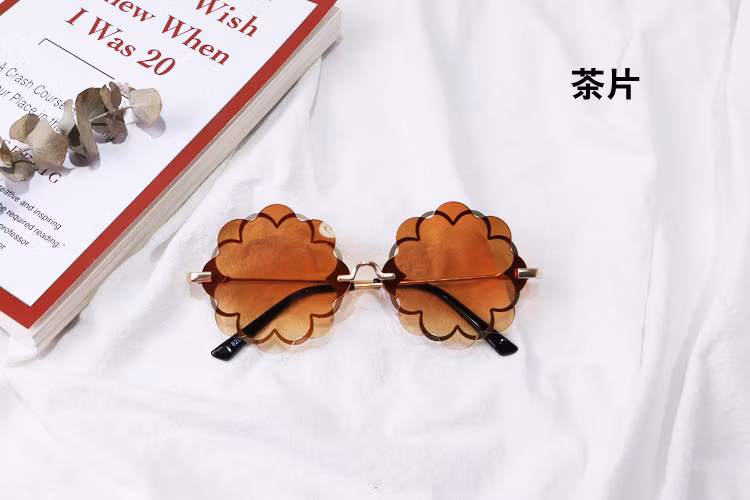 Flower Rimless Kids Logo Custom Gradient Unique UV400 Children High Quality Sunglasses