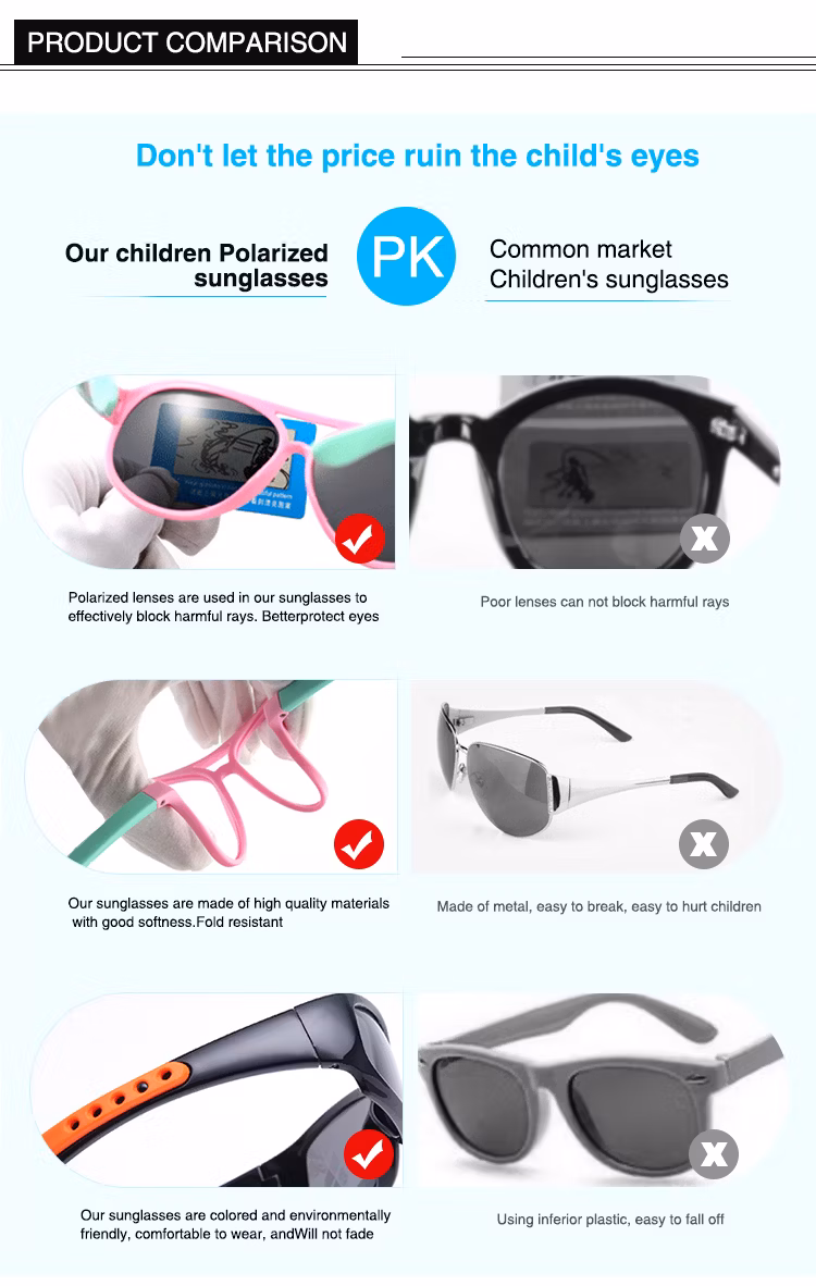 Unisex Kids High Quality Polarized UV400 Sunglasses with Own Brand Logo
