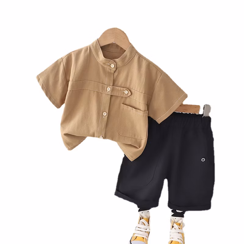 2024 Summer New Design Solid Color Shirt Hip Kids Wear Set