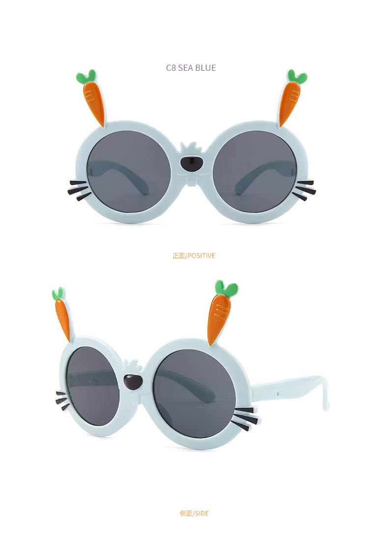 New Children′s Sunglasses Fashion Cartoon Rabbit Radish Style Sunglasses Outdoor UV Protection Sunshade Glasses