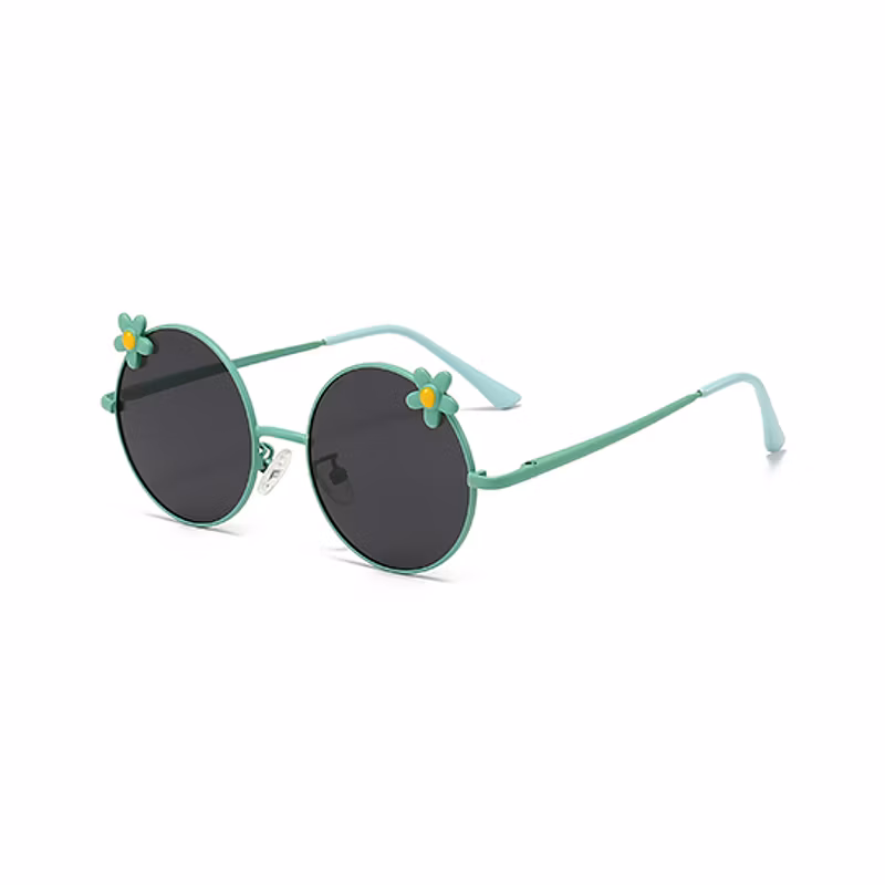 Customized Kids Cartoon Wild Chrysanthemum Decoration Round Metal Sunglasses
