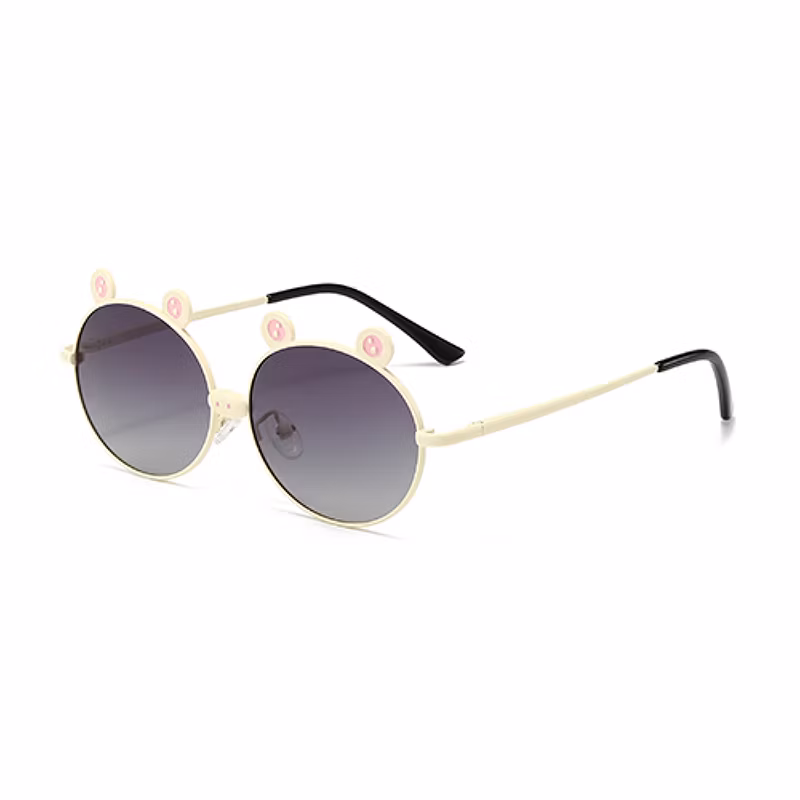 OEM Customized Kids Cartoon Frog Pattern Round Metal Sunglasses