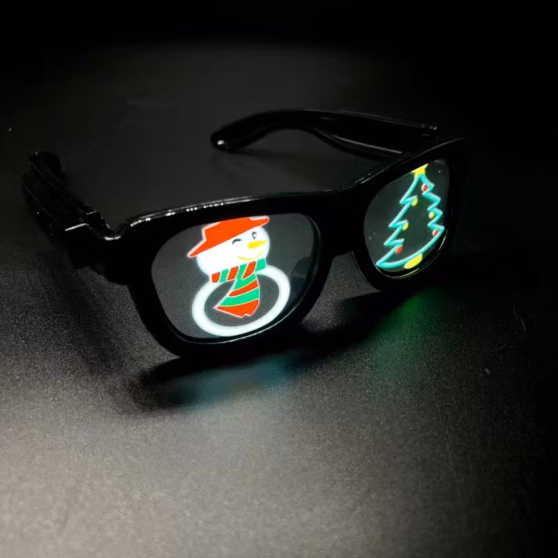 Italy Festival Novelty Christmas Flashing Glasses EL Glow LED Panel Flexible Glasses