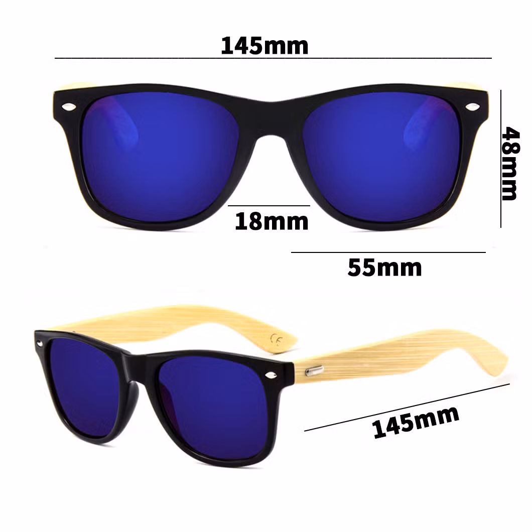 High Quality Modern Wood Grain Square Frame Polarized UV 400 Sunglasses for Men