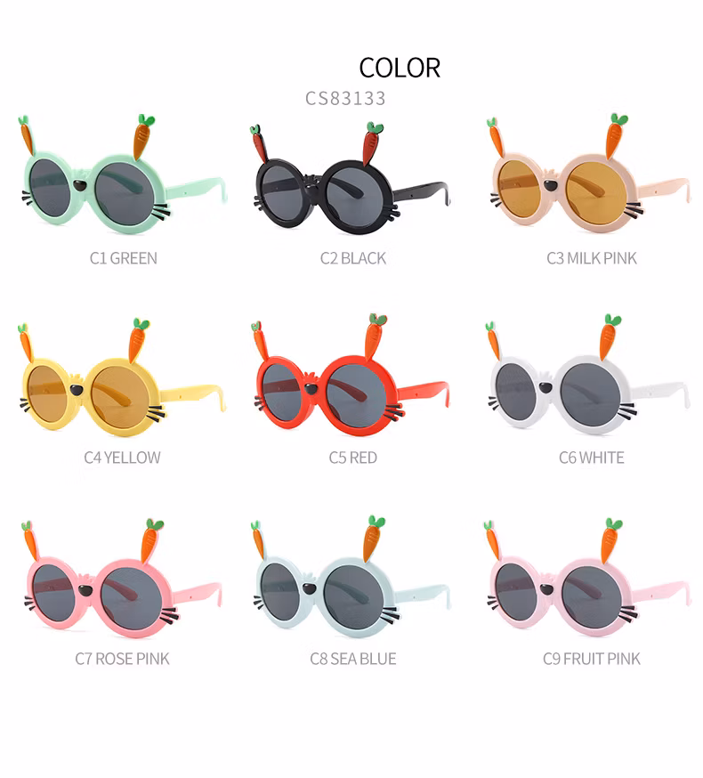 New Children′s Sunglasses Fashion Cartoon Rabbit Radish Style Sunglasses Outdoor UV Protection Sunshade Glasses