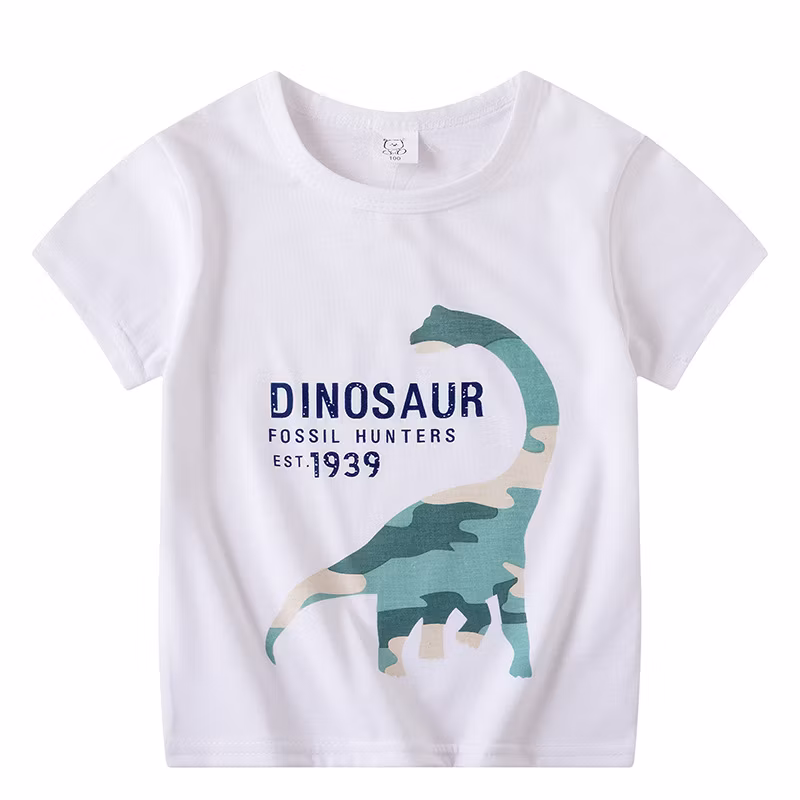 2024 Summer Children′s Short Sleeve T-Shirts Cartoon Animals Printed Cotton T Shirt Baby Boys Girls Tee Tops Kids Clothing