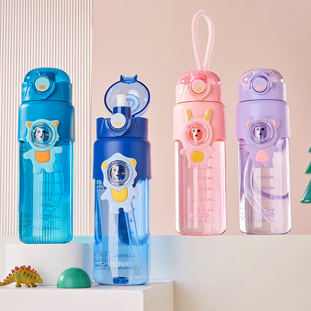 Cute 2024 Summer Kids Plastic Straw Water Bottle for Students