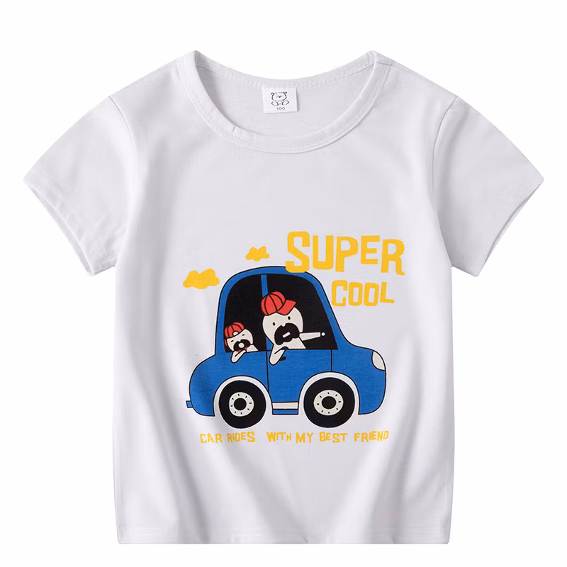 2024 Summer Children′s Short Sleeve T-Shirts Cartoon Animals Printed Cotton T Shirt Baby Boys Girls Tee Tops Kids Clothing