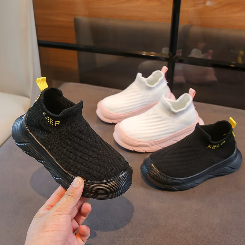 Autumn Winter Non Slip Sneaker Outsole Boys Casual Shoes Elastic Band Suede Leather Ankle Boot for Kids Sock Shoes