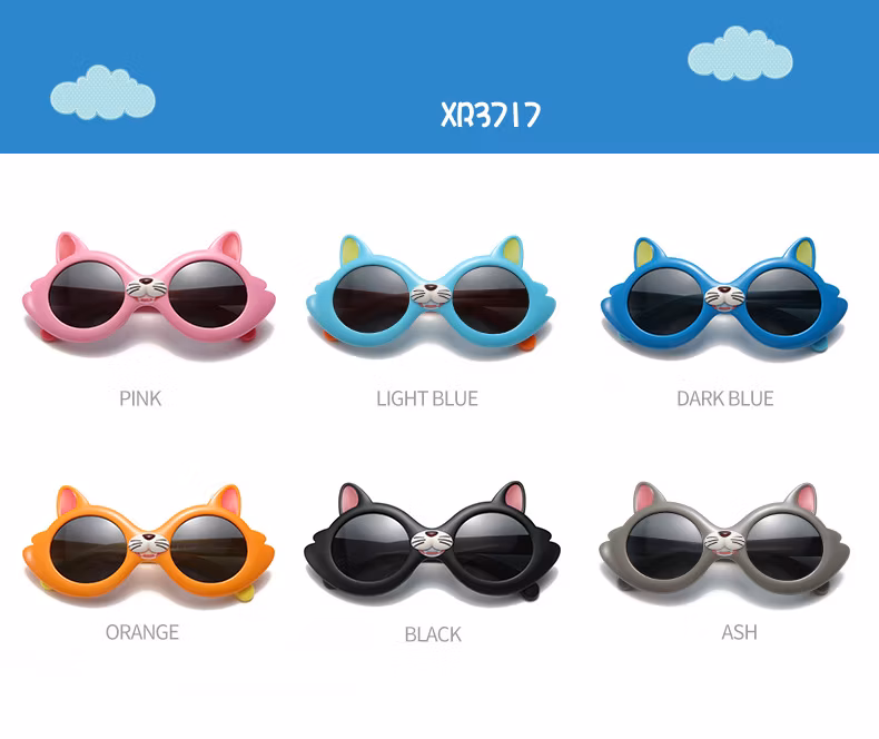 Children′s Polarizing Sunglasses Cartoon Kitten Cute Baby Sunglasses UV Protection Girls Toy Glasses