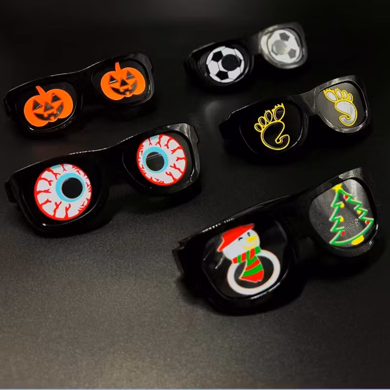 Italy Festival Novelty Christmas Flashing Glasses EL Glow LED Panel Flexible Glasses