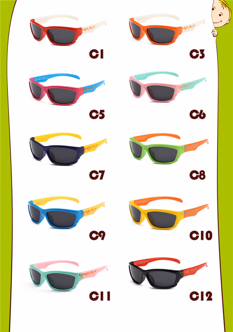 Wenzhou Optic Cycling Children Kids Rectangle Shape TPE Rubber Silicone Soft Material Polarized Bike Motor Environmental Eco-Friendly Recycled Sunglasses