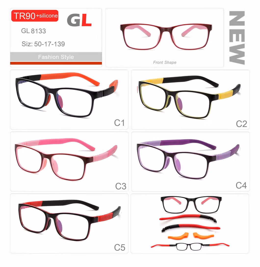 2023 Hot Selling Tr Silicone Kids Frame Student Glasses for Boy Girl