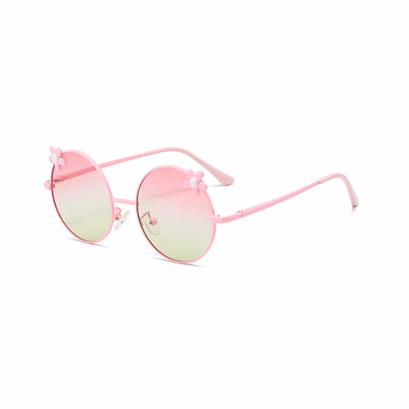 Customized Kids Cartoon Wild Chrysanthemum Decoration Round Metal Sunglasses