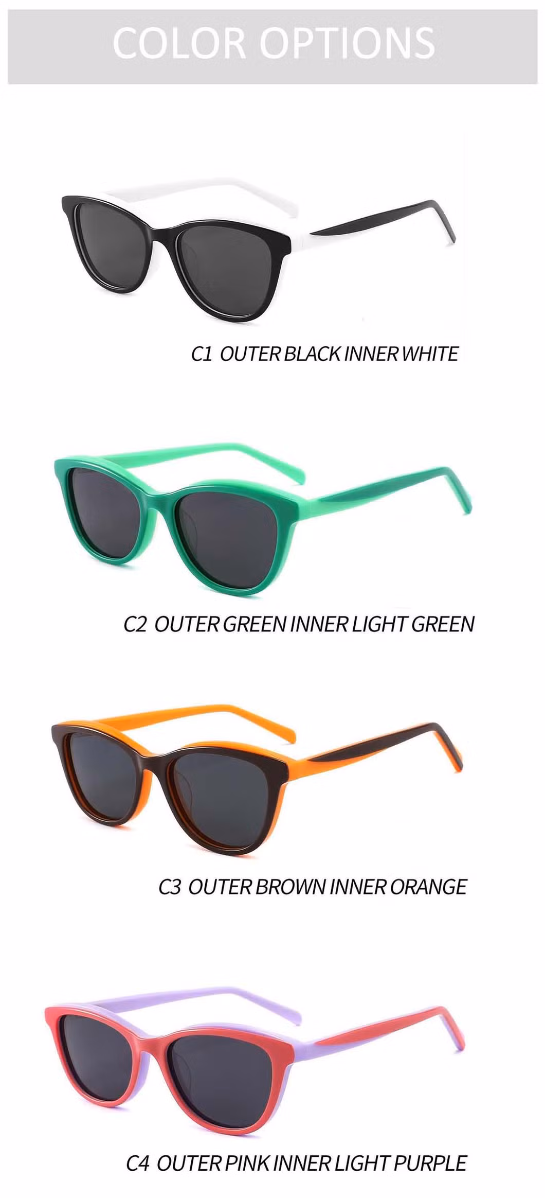 Baby Shades Retro Double Color Acetate Sunglasses Kids Sunglasses
