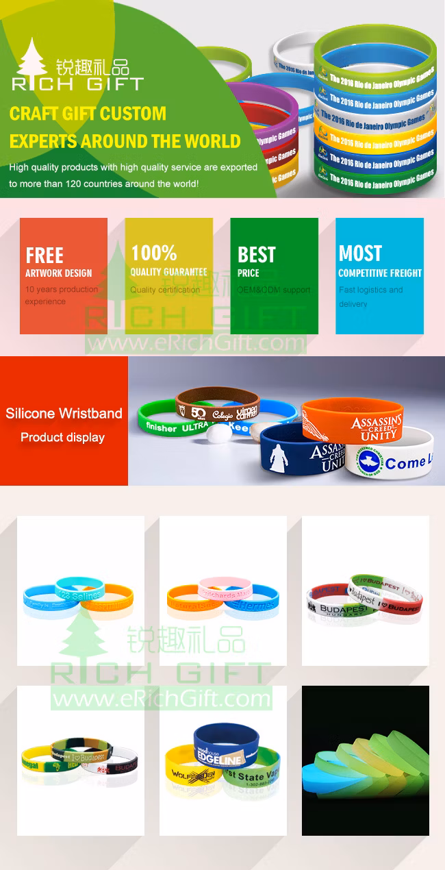 Manufacturing Printed/Debossed/Embossed Silicone Wristband for Kids