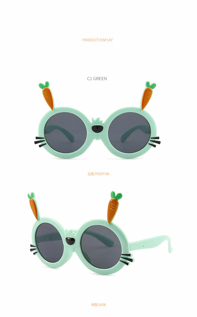 New Children′s Sunglasses Fashion Cartoon Rabbit Radish Style Sunglasses Outdoor UV Protection Sunshade Glasses