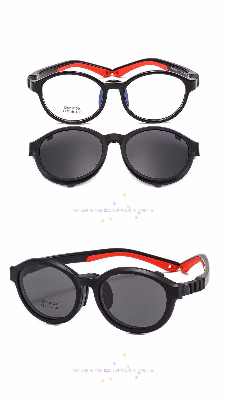Clip on Sunglasses Round Shape Child Optical Frames in Spring Hinge Kids Eyeglasses
