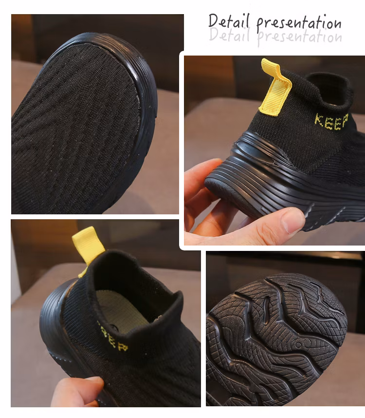 Autumn Winter Non Slip Sneaker Outsole Boys Casual Shoes Elastic Band Suede Leather Ankle Boot for Kids Sock Shoes