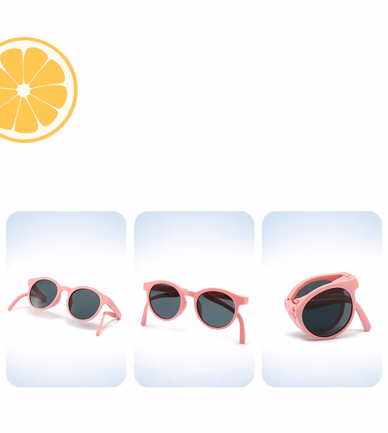 Round Shape Tpee Sunglasses with Tac Polarized Lens Foldable Sunglasses